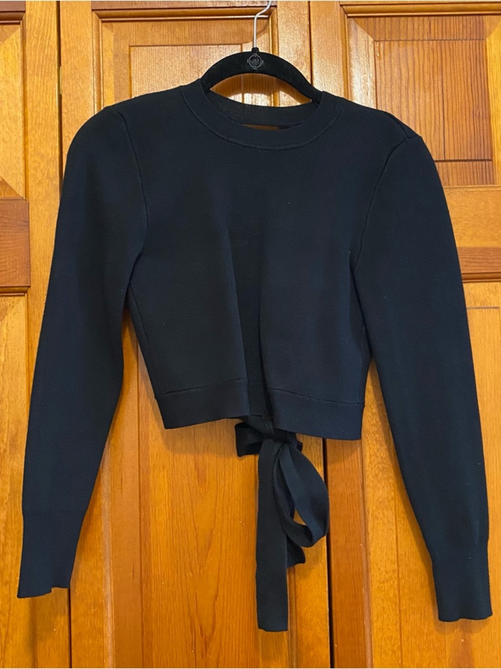 Abercrombie & Fitch Black Tie-Waist Crewneck Crop Top